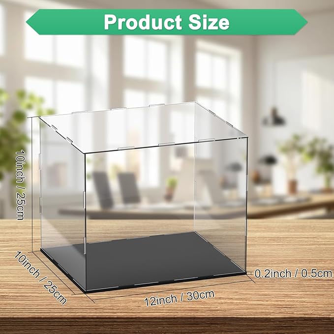 Clear Acrylic Display Case, 12 x 10 x 10 Inch Assemble Clear Acrylic Display Box Dustproof for Action Figures/Model/Statues/Collectibles/Doll/Toys/Home Storage