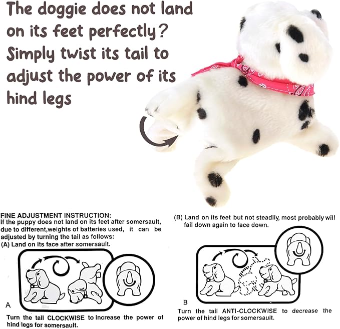 PowerTRC Cute Somersault Little Puppy | Barks, Sits, Walk, and Flips | Pet Toy Dog
