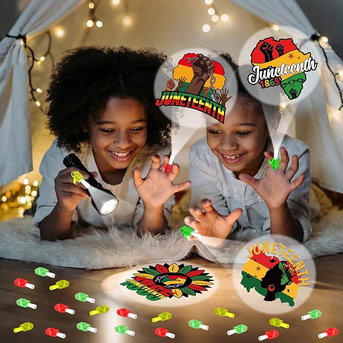 36Pcs Juneteenth LED Finger Lights Juneteenth Party Favor Glow in the Dark Light Up Finger Light Freedom Day Themed Toys Bulk for Kids Birthday Party Goodie Bag Stuffer Birthday Gifts Classroom Prize