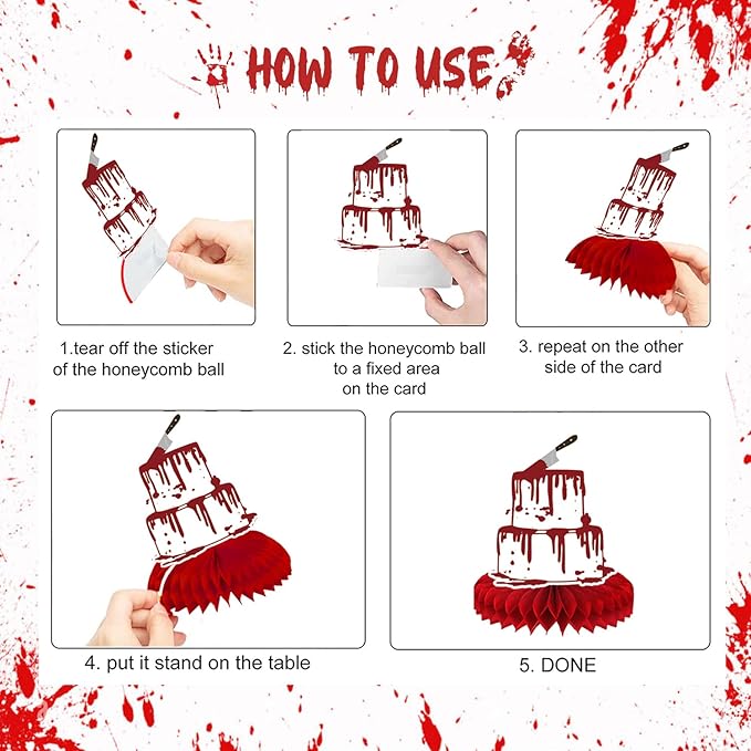 8 Pcs Have a Killer Birthday Party Decoration, Halloween Horror Theme Honeycomb Centerpieces 3D Double Sided Table Decorations for Bloody Horror Movie Birthday Party Supplies Decor