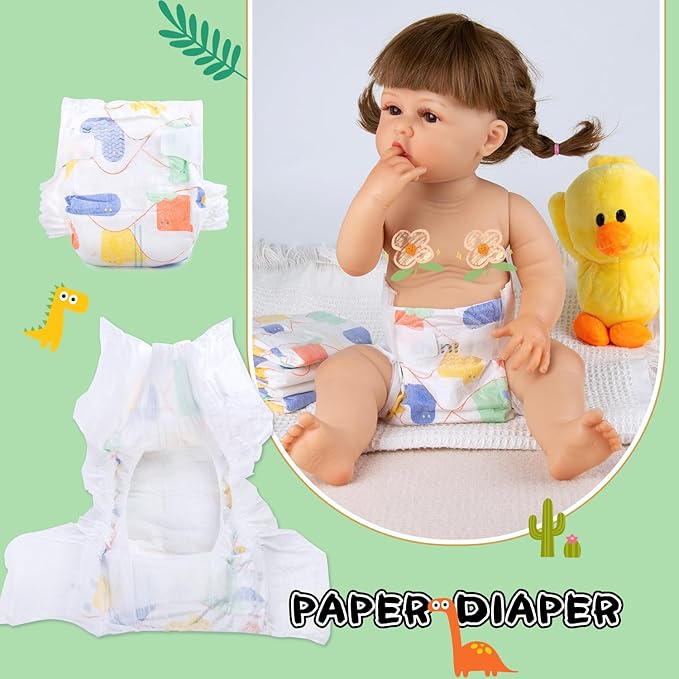 12 Pcs Reborn Baby Doll Accessories Boy 17-22 Inch Reborn Baby Boy Doll Clothes with Backpack Diapers, Cute Dinosaur Design, Babies Pretend Play Set