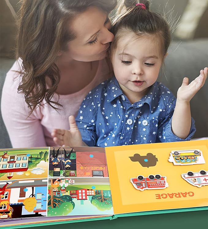4 Pack DIY Busy Book for Toddlers, Montessori Quiet Book with Animal, Vehicle, Number, Fruit Preschool Learning Activities & Education Toys