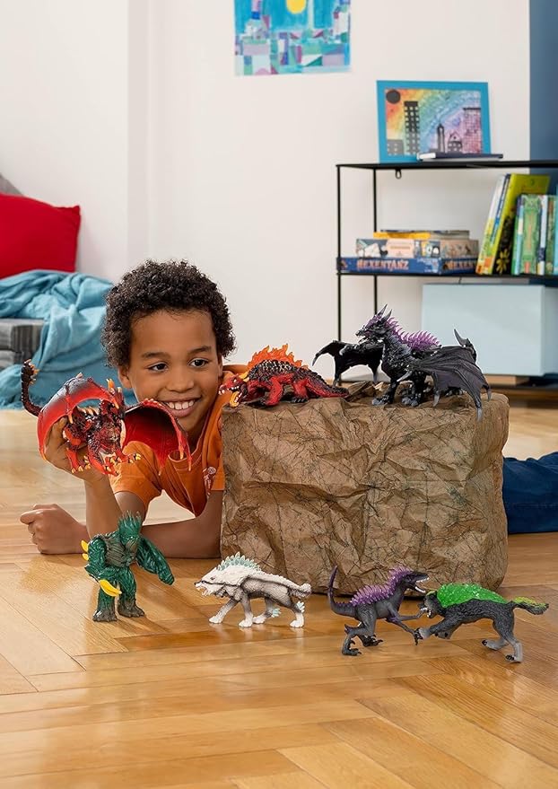 Schleich Eldrador Creatures - 5PC Fantasy Creature Set - Ice Wolf, Lava Hound, Rock Beast and Sword Figure Playset - Animal Monster Figurines for Boys and Girls - Durable Toys for Kids Ages 7+ | 72179