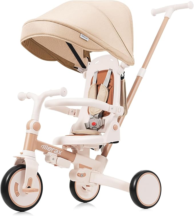 Merax 7-in-1 Toddler Trike Collapsible Frame Kid Rider Tricycle with Removable Pedal Ages 1Y-6Y