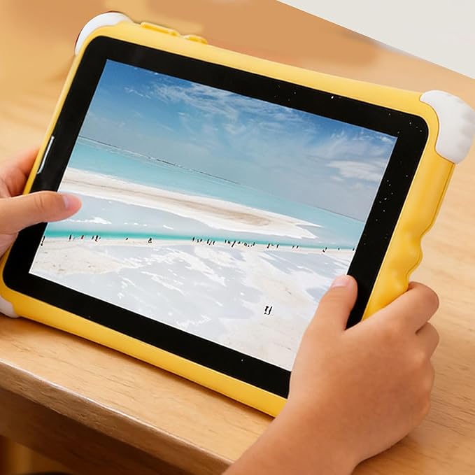ZJchao Kids Tablet, 11 Inch HD Screen with Sturdy Protective Case and Stand, 128GB ROM Expandable Memory for Children Learning, with Parental Controls and STEM Educational Games (Yellow)