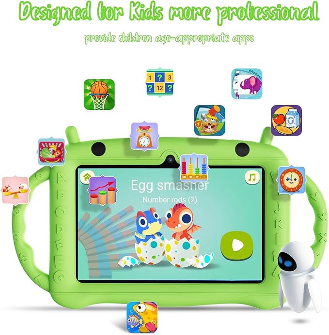 7 inch Tablet for Kids 2-10, Educational Learning Toddler Tablet Android 12 with Shockproof Case, 2GB RAM+32GB ROM, Parental Control, Dual Camera, Gift for Boy Girl