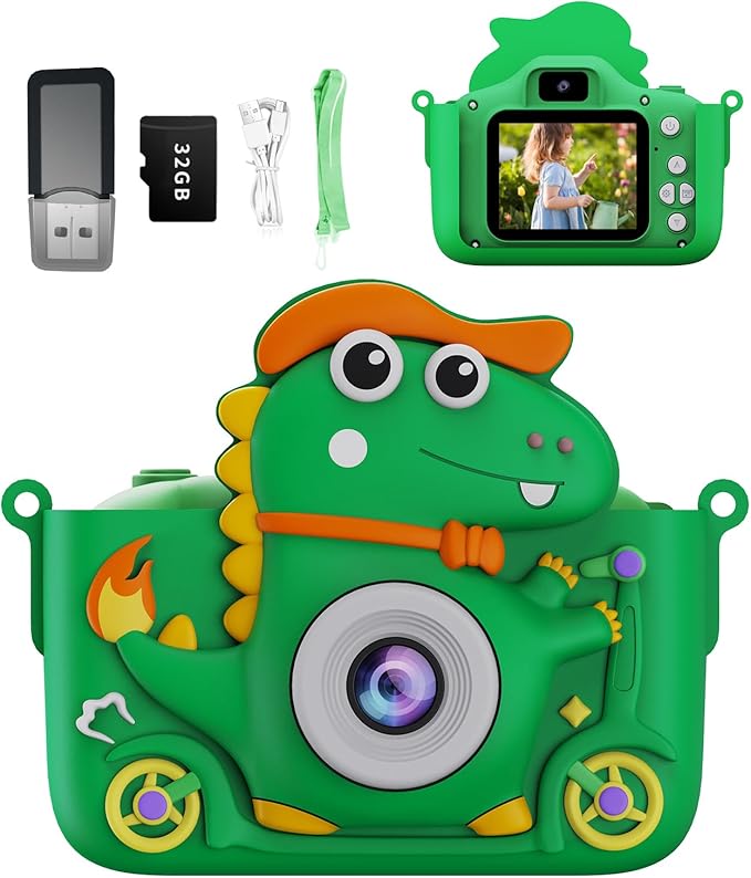 Kids Camera,with 2.0 Inch LCD Screen,32GB Memory Card,Dinosaur Toy Camera for Boys and Girls