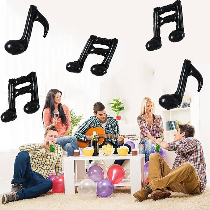 TONIFUL 20pc Music Note Balloons - Black Music Notes Party Decorations - Aluminum Foil Balloons for Birthday, Baby Shower Celebrations