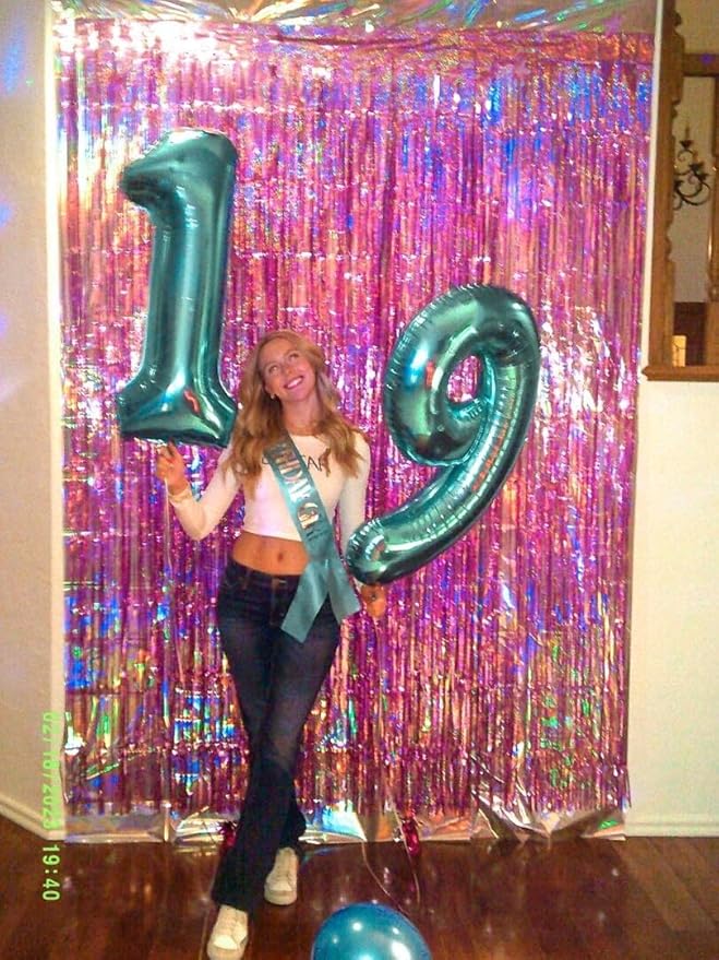 Teal Blue Number 7 Birthday Balloon 40 Inch, Digital Balloons for 7 17 27 70 77 Party Celebration Decorations Supplies, Teal Blue Mylar Foil Numbers Balloon for Seven Wedding Anniversary