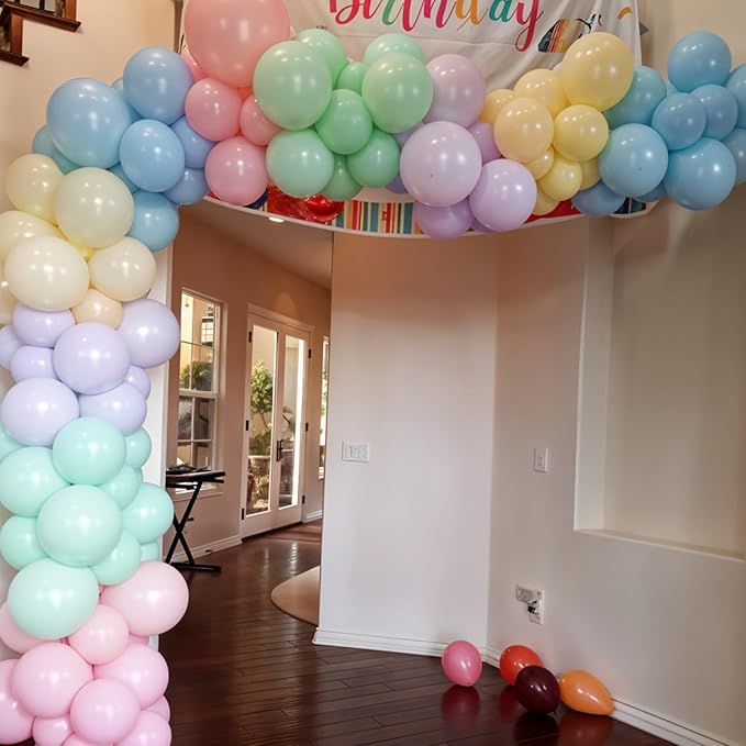 Pastel Balloons,12 Inch Macaron Pink Purple Blue Yellow Green Colorful Confetti Balloons Assorted Colors for Princess Girl Pastel Birthday Rainbow Party Baby Shower Wedding Engagement Decoration