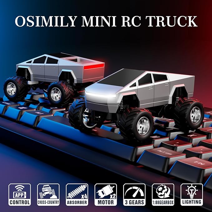 MINI RC Car,APP Controlled 1:64 Scale Alloy Off Road MINI RC Truck | Remote Control Car Speed/Steering Adjustable | 2.4Ghz Monster Truck Toys | Birthdays Gift for Boys Girls & Adults