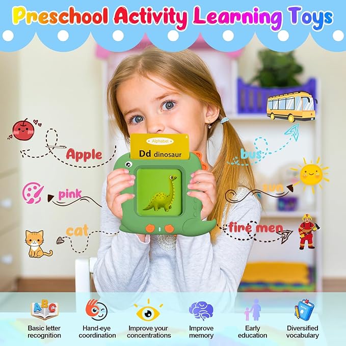 Talking Flash Cards for Toddlers 1 2 3 4 5 Years Old, Pocket Speech Therapy & Autism Sensory Toy with 336 Sight Words, Montessori Educational Learning Device Gift