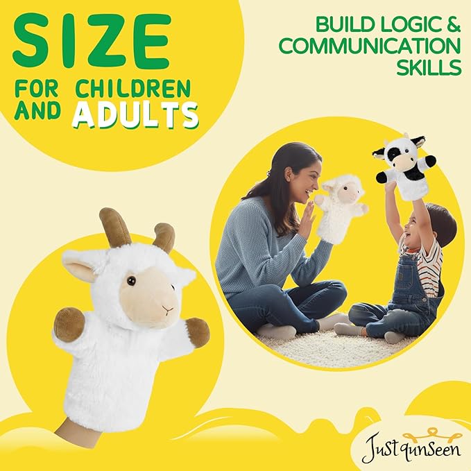 Hand Puppet Educational Learning Tool for Imaginative Play Farm Animal Stuffed Toy Adult Size Fit Role Play Storytelling Goat