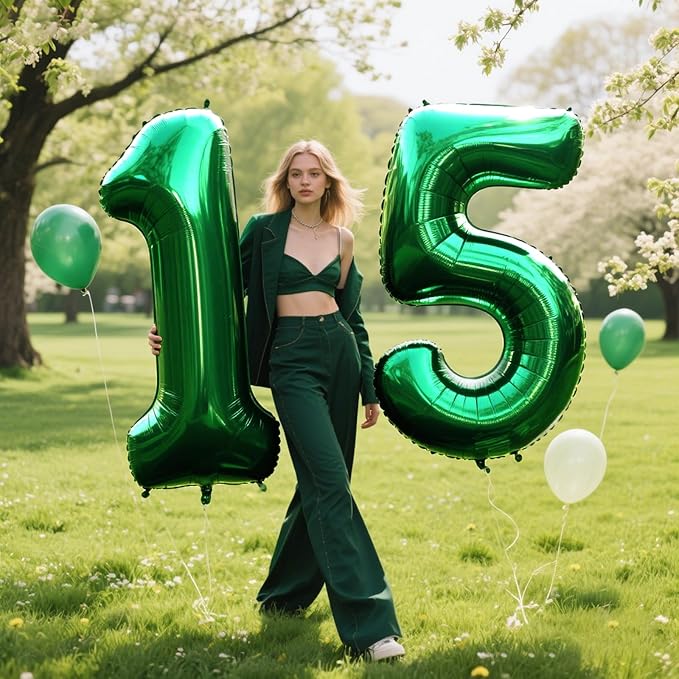 40 Inch Balloon 5 Number Balloons,Giant Number 5 Balloons Foil Mylar Helium Green Number Balloons for 15th 25th 35th 50th Birthday Party Supplies Anniversary Event Celebration Decorations