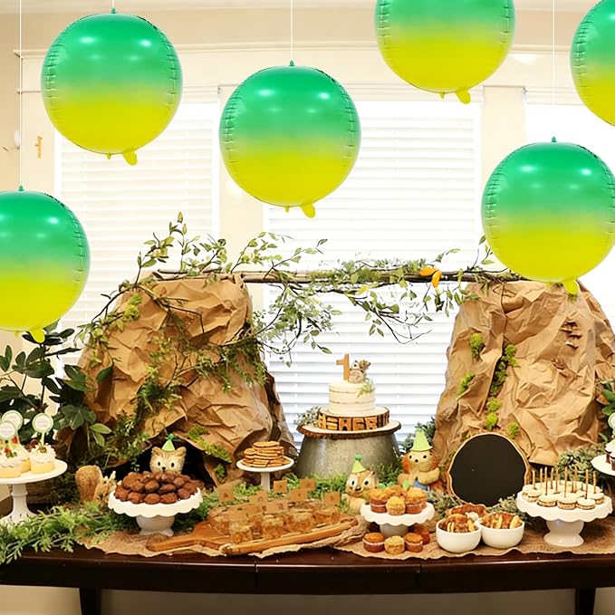 TONIFUL 8Pcs 22Inch Large Colorful Green 4D Giant Round Foil Balloon 4D Metallic Mylar Sephere Balloons for Christmas New Year Birthday Party Graduation Wedding Bridal Shower Decoration Supplies