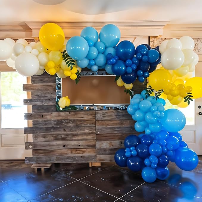 Yellow Blue Clear Balloon Arch Kit for Underwater Ocean Theme Birthday & Summer Party, Balloon Garland for Baby Shower, Beach and Kids Party Decorations