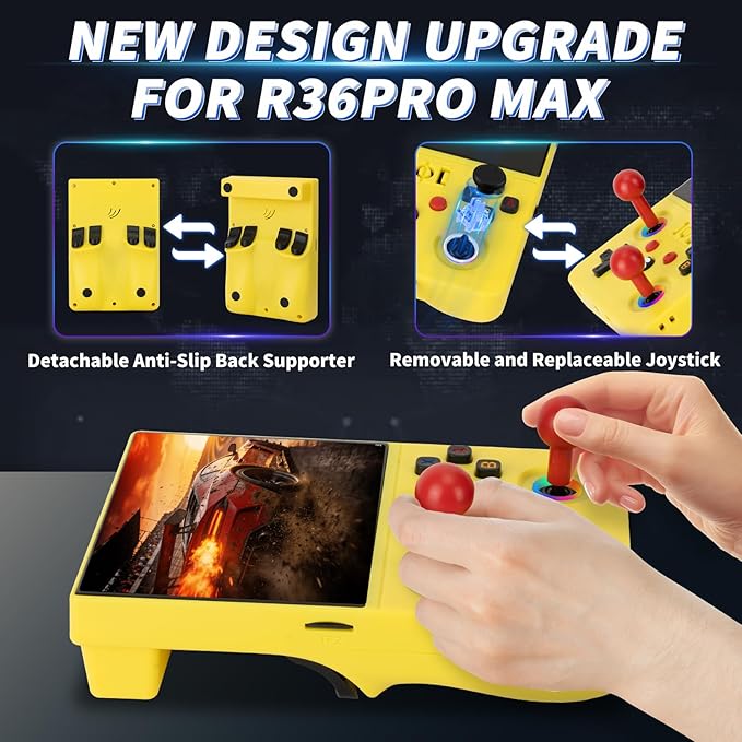 2026 NEW Upgrade R36MAXPRO Retro Handheld Game Console - 4.5 Inch Ultra-Large Screen, Support 18000+Classic Games, 64G TF Card, Linux System, 4000mAh Battery, Birthday Gift for Adult - Yellow