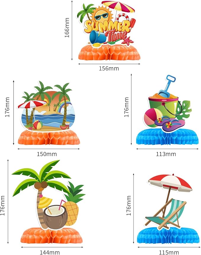 Summer Party Decorations, Hello Summer Banner Hanging Swirls and Honeycomb Centerpieces Beach Pool Party Decorations, Summer Pool Holiday Birthday Party Supplies