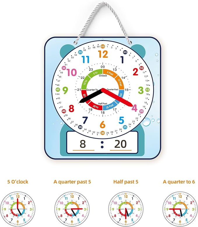 Large 12" Magnetic Writable Dry Erase Teaching Clock,Teaching Demonstration Clock for Kids Learning Time with Cute Style for Home School Classroom Supplies(12" x 11")