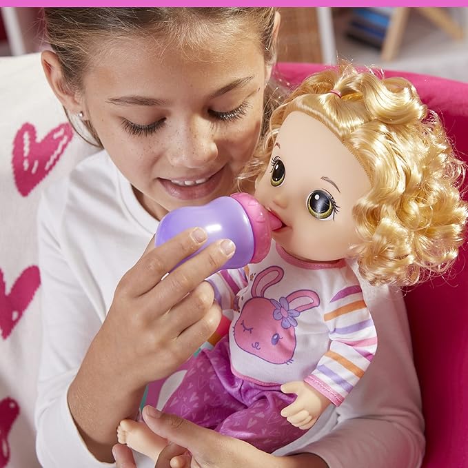 Baby Alive Bunny Sleepover Baby Doll, Bedtime-Themed 12-Inch Dolls, Sleeping Bag & Bunny-Themed Doll Accessories, Toys for 3 Year Old Girls and Boys and Up, Blonde Hair (Amazon Exclusive)
