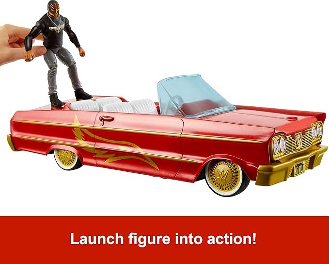 Mattel WWE Action Figure & Toy Vehicle Set, Rey Mysterio Main Event Figure & Lucha Low Rider Car with Launching Action & Hydraulics (Amazon Exclusive)