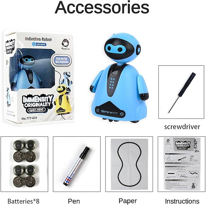 Innovative Sensor Robot Toy, LED Light Educational Interactive STEM Toy, Automatic Black line Tracking, Children can Operate it by Drawing