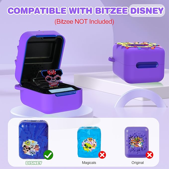 Silicone Case for Bitzee Disney Interactive Toy, Anti-Scratch, Washable, Shockproof Silicone Protective Cover for Bitzee Disney Interactive Toy Electronic Pets Accessories with Lanyard - Purple