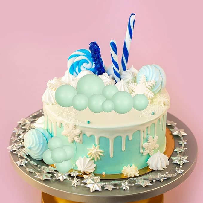 Gyufise 30Pcs Balls Cake Topper Mini Balloons Cake Toppers Foam Ball Cake Decorations Balloon Cake Topper Ball Shaped Cake Insert Topper for Birthday Party Baby Shower Decor Green
