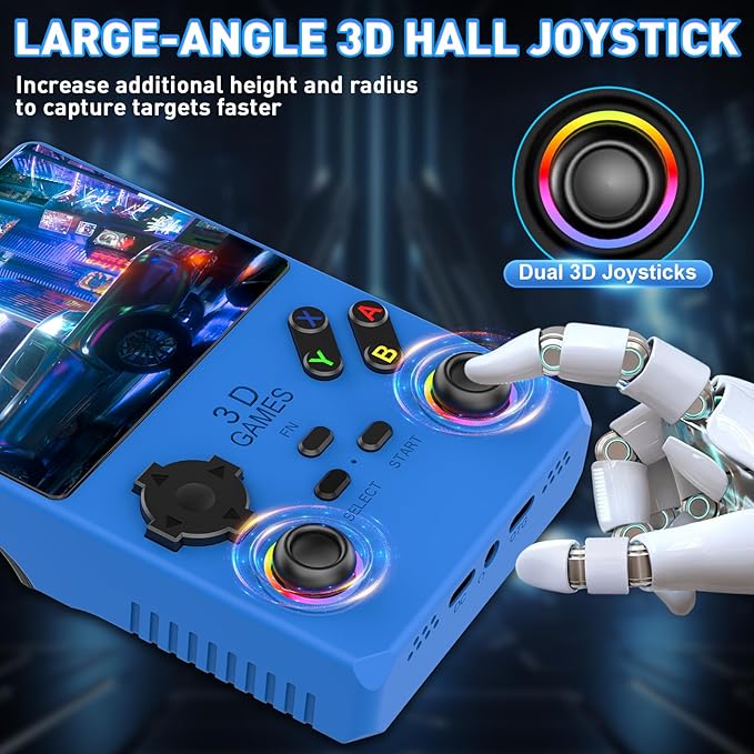 V40 PRO Upgraded Retro Handheld Game Console, Built in 35,000+Classic Games, 36+Simulators, Linux System, 3.5-inch 4K HD IPS Screen Video Player, 256GB TF Card, Portable Pocket Arcade Console (Blue)