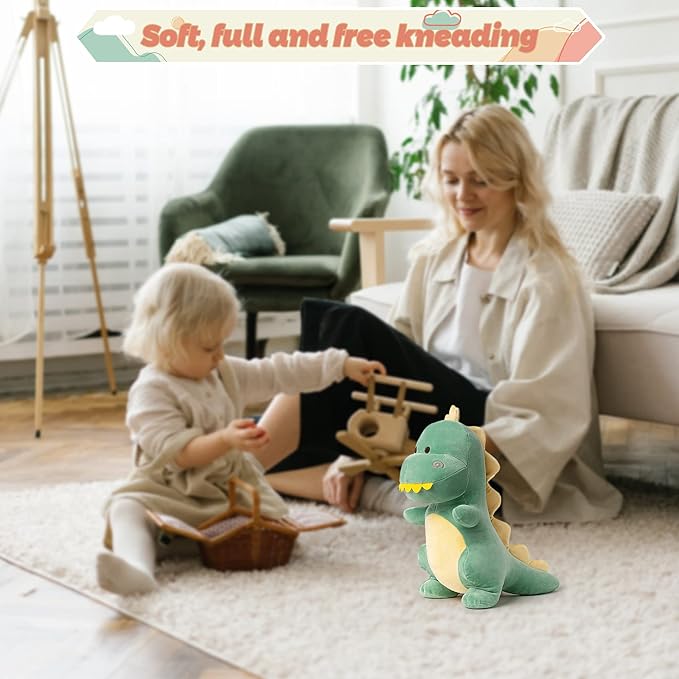 Dinosaur Stuffed Animal,12“ Cute Stuffed Dinosaur Plush Soft Dino Plushie Toys for Boys Girls Baby Kids (Green)