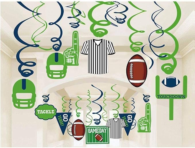 30Ct American Football Hanging Swirl Decorations - Football Game Day Decorations,Sport Game Day Party Supplies