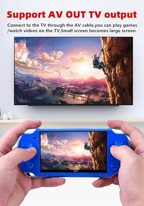 HLF Video Game Console 4.3 inch 8GB Built-in 2000 Retrp Classic Games for Multiple Simulators Game can save multiple progress Video/Music/E-Book Portable Console Gift for Boyfriend/children(Black)