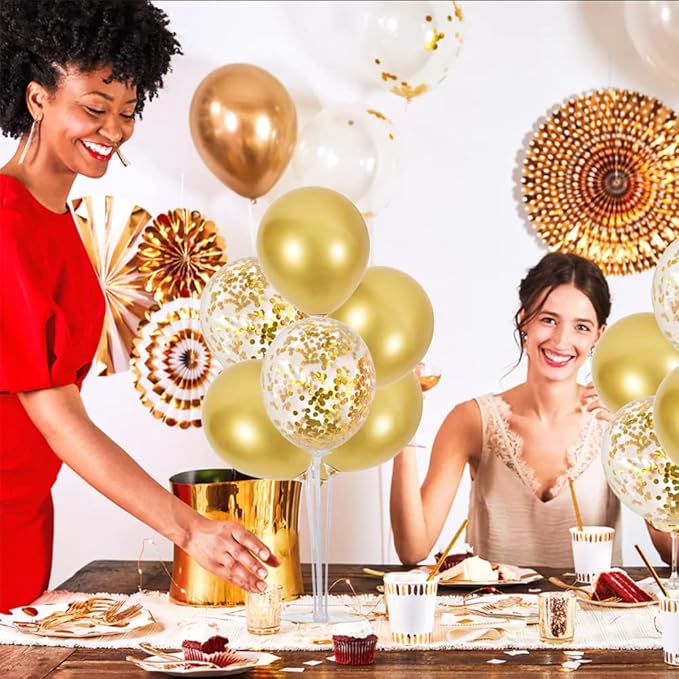 TONIFUL 6 Balloon Centerpieces with Gold Balloon Stand Kit for 2026 Graduation,Anniversary,Table Party Decorations,30th 40th 50th 60th 70th 80th 90th 100th Birthday Decorations New Years 2026