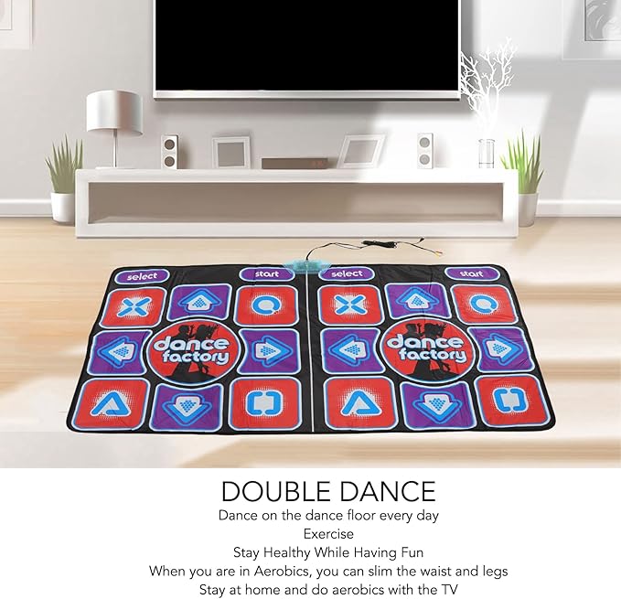 Dance Mat Touch Sensitive, Double User Dance Floor Mat with Music Connect TV, Portable PVC Material for Kids Adult Home Game