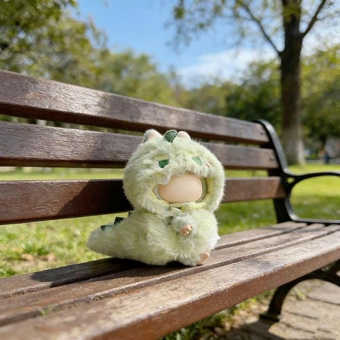 Green Dinosaur Clothes for LABUBU 17cm Doll (NO Dolls), Dinosaur Outfit for LABUBU, Dino Dolls Keychain Accessories, Faking Animal Style Outfit Jumpsuit Dinosaur Costume for LABUBU
