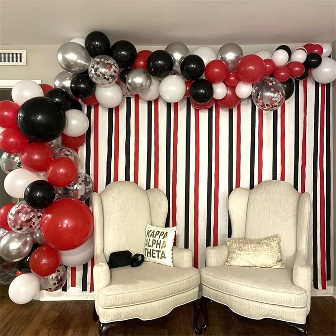 Red Black and White Balloons, 12 Inch Matte Red Black and White with Red Confetti Helium Latex Balloons Set for Boys Casino Racing Theme Birthday Wedding Baby Shower Graduation Party Decorations