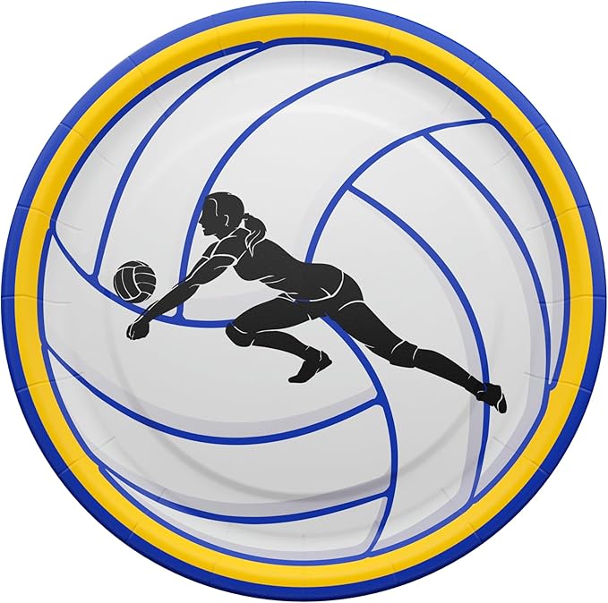 Blue Orchards Volleyball Plates and Napkin (52 Pieces for 16 Guests) - Decorations, Sports Themed Birthday Party Supplies, Volleyball Plates and Napkins, Party Décor