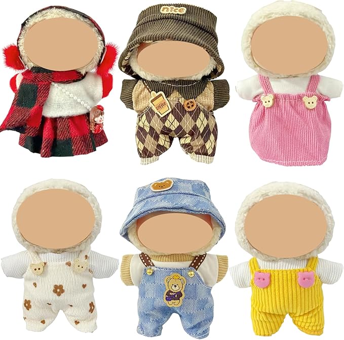 Clothes for Doll, 6 Pack Doll Outfits for 17cm Doll, Perfect for Play and Display, Accessories for Doll's Collectors, (No Dolls) (Set 8)