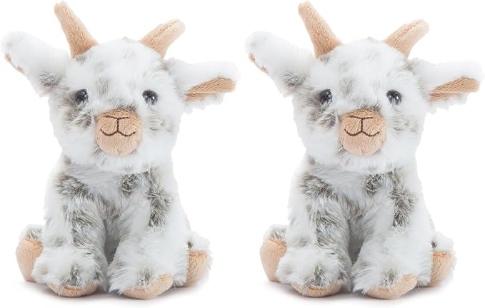 The Petting Zoo Goat Stuffed Animal Plushie, Gifts for Kids, Wild Onez Babiez Farm Animals, Goat Plush Toy 6 inches (Pack of 2)