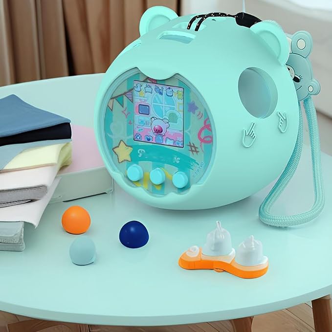 JCHPINE Silicone Cover Case for Punirunes Interactive Digital Toy, Protective Skin Sleeve for Punirunes Digital Pet Toys Squishy Characters Electronic Pets Accessories (Teal Case)