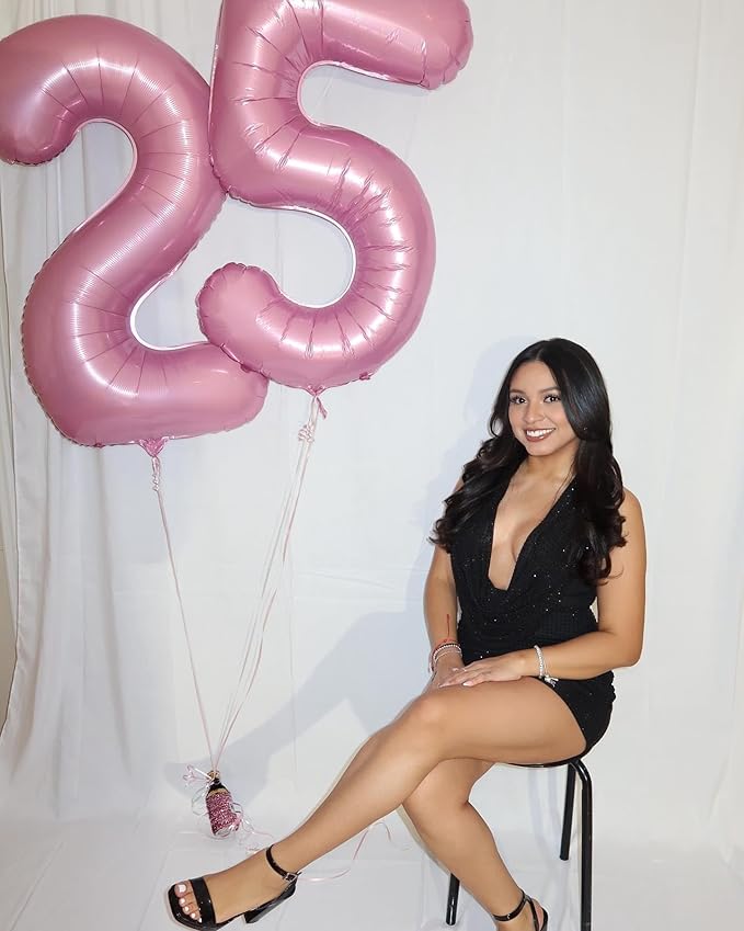 40 Inch Pearlescent Pink Number 4 Balloon, Giant 4 Number Balloons for 4th Birthday Decorations, Party Supplies for Baby Boy Girl, Pearlescent Pink Party Decor