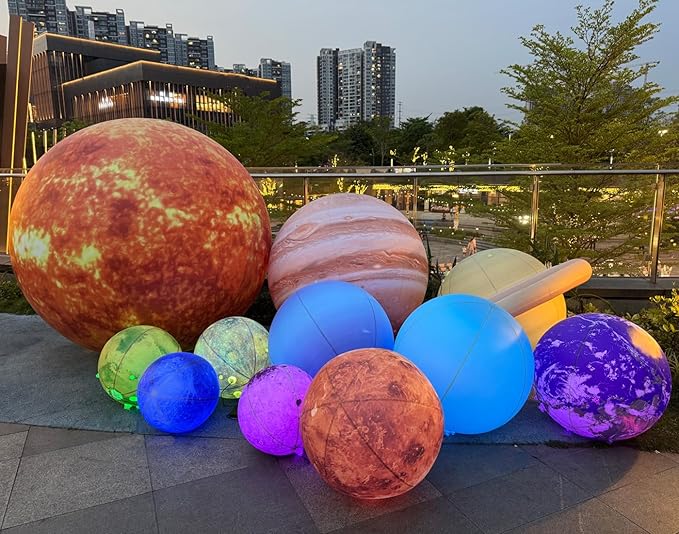 Inflatable Space Planets Solar System Set-8 Planets +Pluto+Sun and Moon-11 Pieces, Astronomy for Learning Education, Demonstration Tool, Galaxy Space Theme Party Decoration