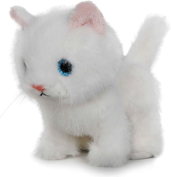 Ice King Bear Fluffy Little Cat Stuffed Animal Small Plush Toy 6 Inches (White)