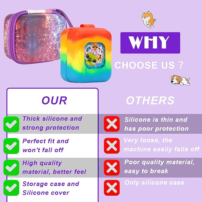MGZNMTY Carrying Case and Silicone Case for Bitzee Magicals Interactive Toy Digital Pet and Protective Skin Cover for New Bitsy Electronic Virtual Pet (Galaxy)