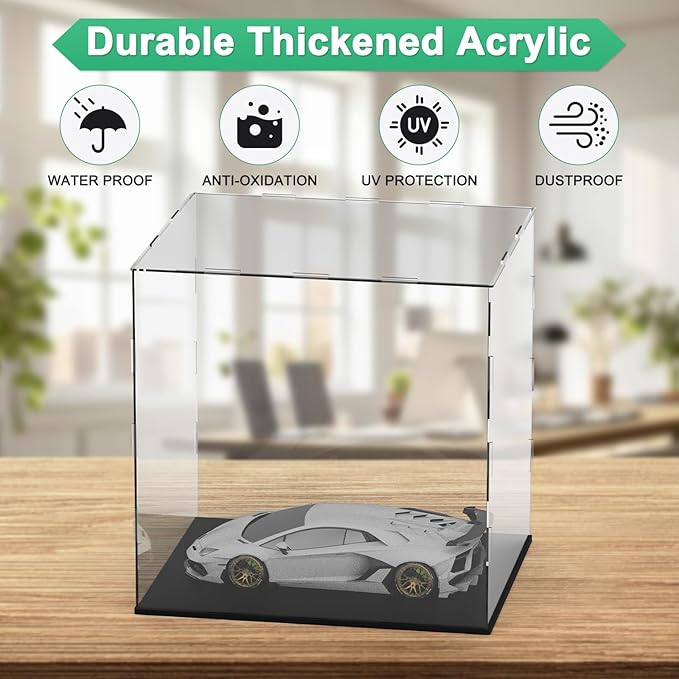 Clear Acrylic Display Case, 12 x 10 x 12 Inch Assemble Clear Acrylic Display Box Dustproof for Action Figures/Model/Statues/Collectibles/Doll/Toys/Home Storage
