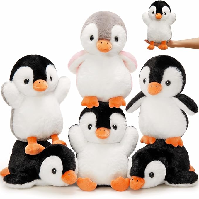 MaoGoLan 6 Pieces Penguin Plush 10 inch Stuffed Penguins in Bulk, Arctic Stuffed Animals Theme Party Favors for Girls Kids Easter Decorations Gift Basket Stuffers