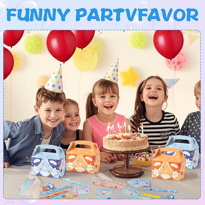 Vanblue 120Pcs Blue Color Dog Party Favors,Birthday Decorations Supplies for Kids,Sticky Gecko,Red Balloon with Cards Goodie Bag Stuffers,Classroom Rewards,Pinata Stuffers,Family Games