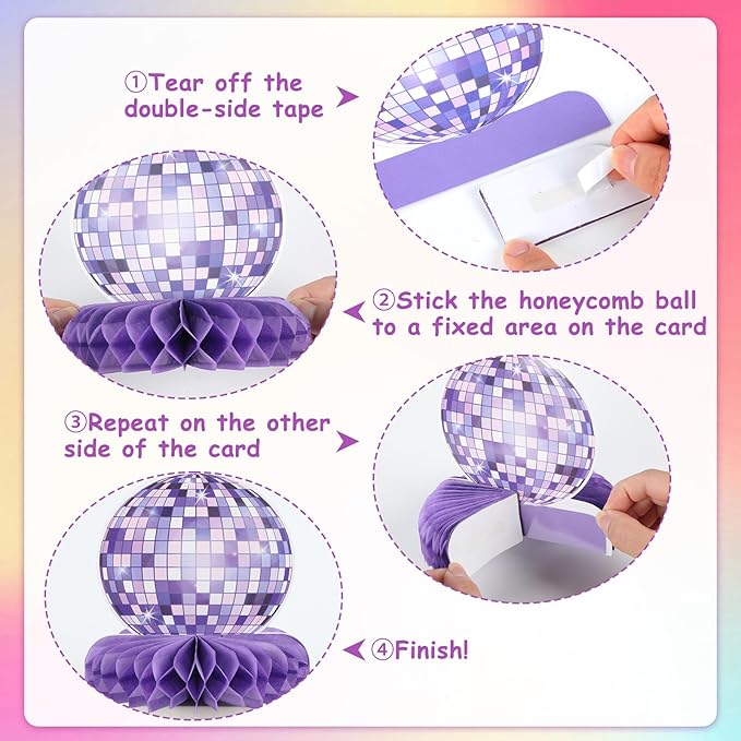 12PCS Disco Ball Centerpieces Disco Ball Party Decorations Colorful Disco Ball Table Decor 70s 80s Theme Music Party Honeycomb Centerpieces for Party Birthday Supplies