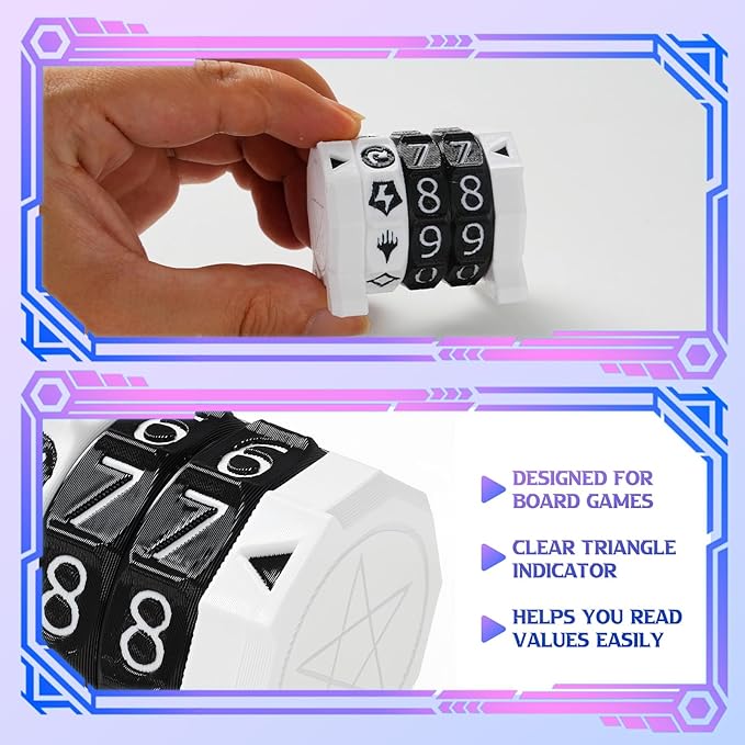 MTG Life Counter Wheel Health Tracker Gradient Game Counter for Board Game Compatible Table top Games with Magic Card Game Accessories CCG Creature Stats (White with Black)