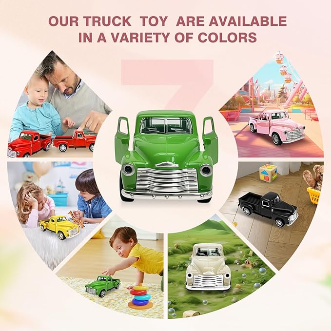 Little Green Truck Toy for Toddlers 2 3 4 5 6 7 8 Year Old Boys Girls,1:32 Alloy Toddlers Car Toy Driveable,Car Door Can Open,Toy Trucks for Kids Easter Christmas Birthday Gifts